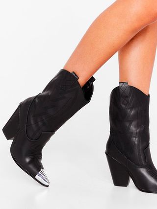 NastyGal + Line Dancin' Faux Leather Cowboy Boots