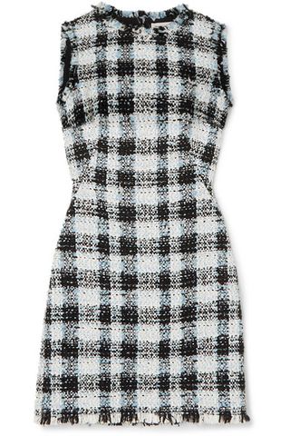 Alexander McQueen + Checked Bouclé-Tweed Mini Dress