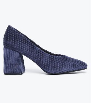 Marks & Spencer + Cord Flared Block Heel Court Shoes