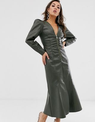 ASOS + Leather Midi Dress