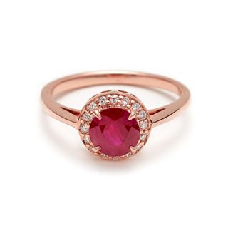 Anna Sheffield + Round Rosette Ring With Rose Gold and Ruby