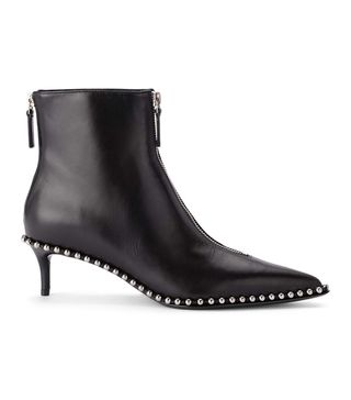 Alexander Wang + Eri Black Leather Ankle Boots Studs Zip