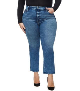 Good American + Good Curve High Waist Ankle Straight Leg Jeans