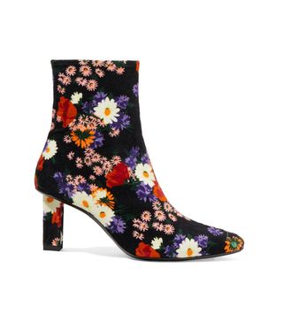 Staud + Brando Floral-Print Velvet Ankle Boots