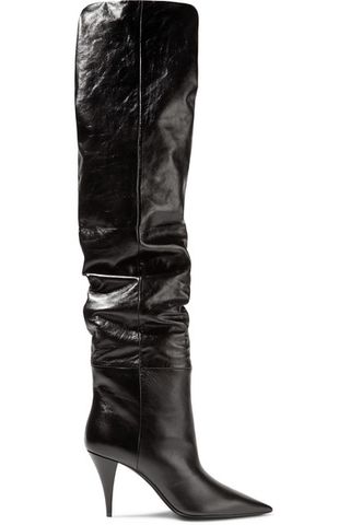 Saint Laurent + Kiki Textured-Leather Over-the-Knee Boots