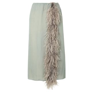 Prada + Feather-Trimmed Skirt
