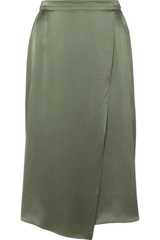 Vince + Wrap-Effect Silk Skirt