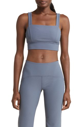 New Balance sports bra ribbed light grey women's large 2 way bra