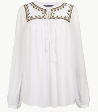 Marks and Spencer + Embroidered Peasant Blouse