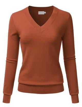 Lalabee + V-Nec k Long Sleeve Soft Stretch Sweater