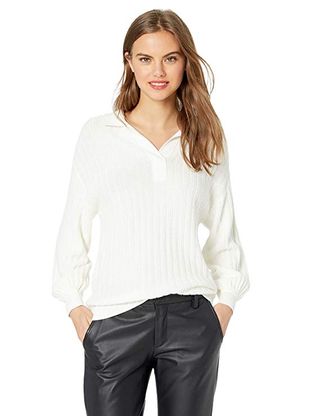 Cable Stitch + Textured Polo Sweater Top