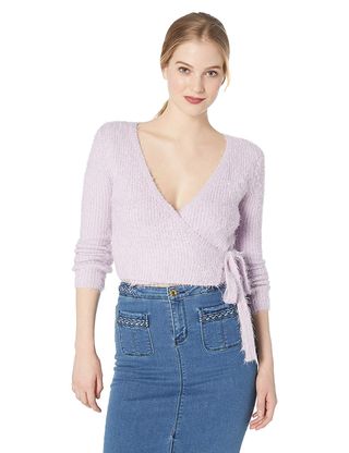 ASTR the Label + Wrap Front Fuzzy Sweater
