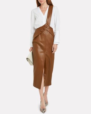 Matériel + Asymmetrical Vegan Leather Overall Dress