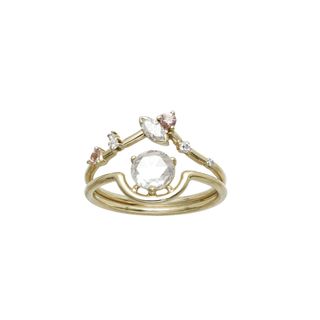 Wwake + One of a Kind Nestled Rose Cut Diamond & Marquise Triangle Ring