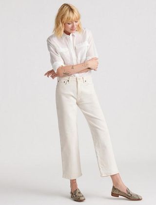Lucky Brand + Mid Rise Crop Wide Leg Jeans
