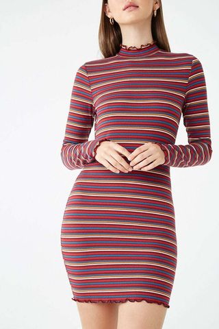 Forever21 + Striped Mock Neck Bodycon Dress