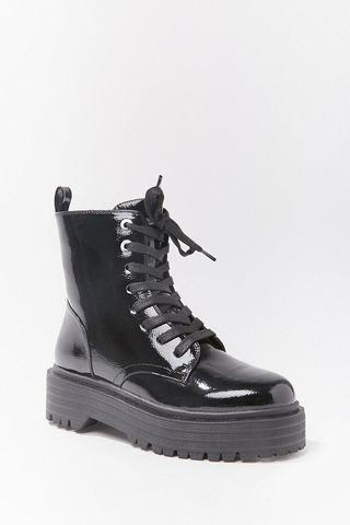 Forever21 + Faux Patent Leather Combat Boots