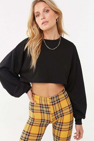 Forever21 + Balloon-Sleeve Crop Top