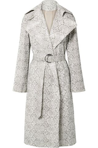 Georgia Alice + Snake-Effect Faux Leather Trench Coat