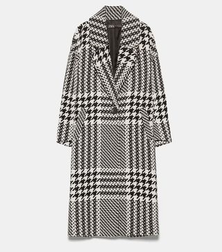 Zara + Houndstooth Print Coat