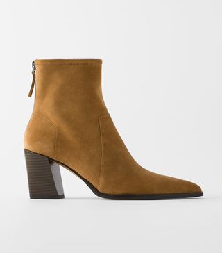 Zara + Suede High Heel Ankle Boots