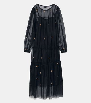 Zara + Polka-Dot Tulle Dress