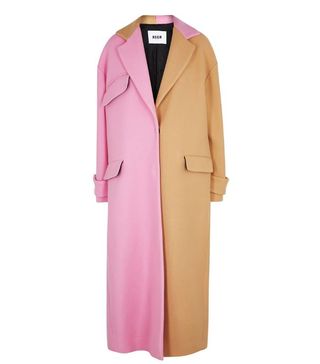 MSGM + Pink and Camel Wool-Blend Coat