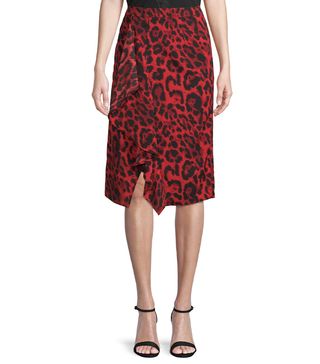 L.N.V. + Patterned Midi Skirt in Red Leopard