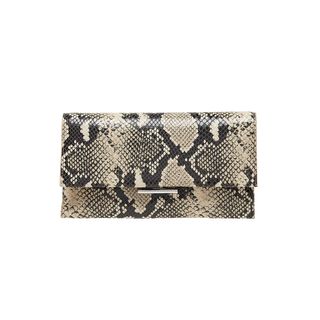 Loeffler Randall + Tab Snake-Print Leather Clutch Bag