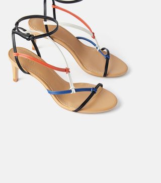 Zara + Multicolor Mid-Heeled Strappy Sandals