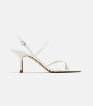 Zara + Strappy Mid-Heel Leather Sandals