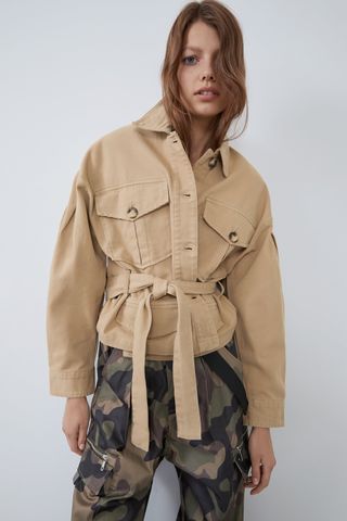 Zara + Belted Jacket With Pockets