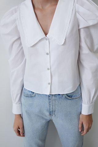 Zara + Bejeweled Poplin Shirt