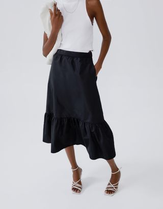 Zara + Ruffled Midi Skirt