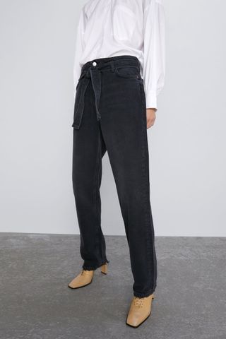 Zara + Straight Paperbag Jeans