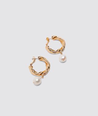 Zara + Natural Colored Pearl Hoop Earrings