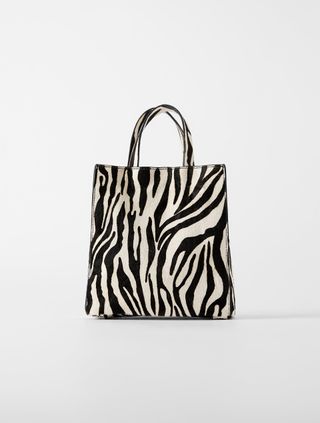 Zara + Animal Print Mini Leather Shopping Bag