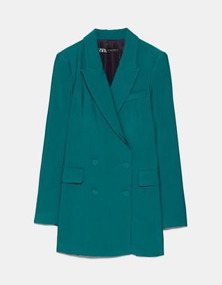 Zara + Long Buttoned Blazer