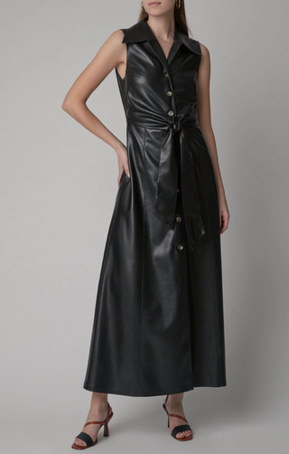 Nanushka + Sharma Tie-Front Vegan Leather Maxi Dress