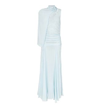 One Vintage + Sleeveless Chiffon Gown With Cape