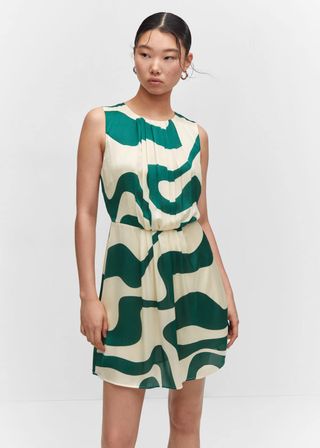 Mango + Printed Dress With Pleated Details