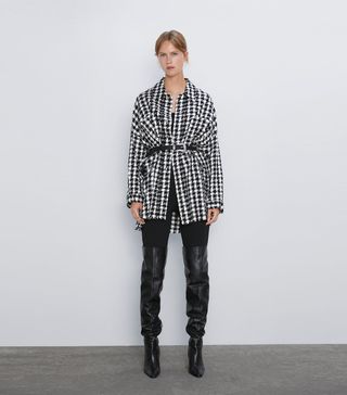 Zara + Plaid Tweed Jacket