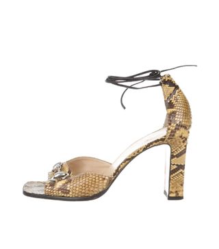 Gucci + Horsebit Snakeskin Sandals