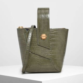 Charles & Keith + Olive Croc Wristlet Bag