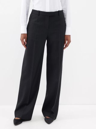 The Row + Banew Wool-Pinstripe Wide-Leg Trousers