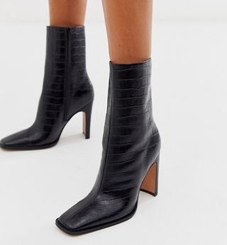 ASOS Design + Evolution Leather High Ankle Boots
