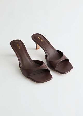 & Other Stories + Flared Heel Leather Mules
