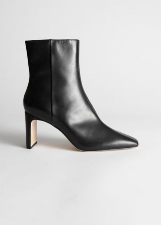 & Other Stories + Square-Toe Leather Ankle Boots