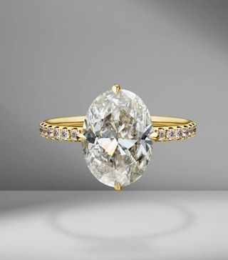 Material Good + Compass Set Oval Cut Engagement Ring With Diamond Pavé