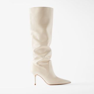 Zara + Mid-Heel Boot in Ecru